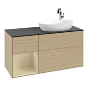 V&B Meuble sous lavabo Finion 120 cm, placage bleu, tiroir argenté, poignée ven-4