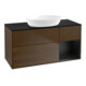 V&B Meuble sous lavabo Finion 120 cm, placage bleu, tiroir bleu, noyer veinée-1