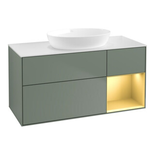V&B Meuble sous lavabo Finion 120 cm, placage bois avec laque, réglette or avec laque, huile avec laque