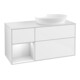 V&B Meuble sous-lavabo Finion 120 cm, placage bois blanc, face blanche laquée, brillant-1