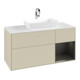 V&B Meuble sous lavabo Finion 120 cm, placage bois blanc mat, rangée bleue mate laquée, poignée gris mat laquée-4