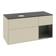 V&B Meuble sous lavabo Finion 120 cm, placage bois, bleu mat laqué, gris mat laqué