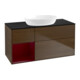 V&B Meuble sous lavabo Finion 120 cm, placage bois bleu, porte battante, laqué, noyer veinée-1
