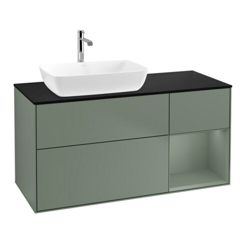 V&B Meuble sous lavabo Finion 120 cm, placage bois, chêne huilé mat laqué