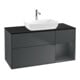 V&B Meuble sous lavabo Finion 120 cm, placage bois, chêne médium mat laqué, médium bleu mat laqué-1