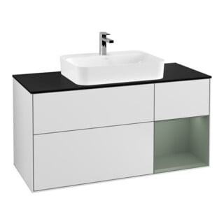 V&B Meuble sous lavabo Finion 120 cm, placage bois, chêne naturel avec laque blanche