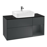 V&B Meuble sous lavabo Finion 120 cm, placage bois, chêne rouge, mat laqué