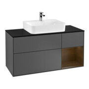 V&B Meuble sous lavabo Finion 120 cm, placage bois, chêne sauvage, anthracite mat