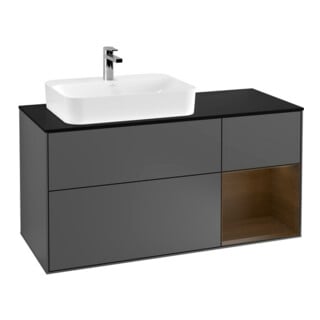 V&B Meuble sous lavabo Finion 120 cm, placage bois, chêne sauvage, anthracite mat