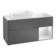 V&B Meuble sous lavabo Finion 120 cm, placage bois, chêne sauvage, gris moyen laqué-1