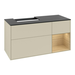 V&B Meuble sous lavabo Finion 120 cm, placage bois, droite, gris mat laqué