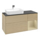 V&B Meuble sous lavabo Finion 120 cm, placage bois, droite, gris mat laqué, ouverture ven-1
