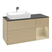 V&B Meuble sous lavabo Finion 120 cm, placage bois, droite, gris mat laqué, ouverture ven