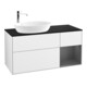 V&B Meuble sous lavabo Finion 120 cm, placage bois, face A mate laque blanc brillant-1