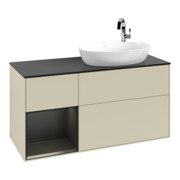 V&B Meuble sous lavabo Finion 120 cm, placage bois, face bleue mate laquée, côtés gris mate laqués