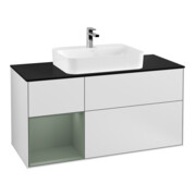 V&B Meuble sous lavabo Finion 120 cm, placage bois, face laquée, blanc laqué