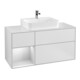 V&B Meuble sous lavabo Finion 120 cm, placage bois, face laquée blanche, corps laqué blanc-1
