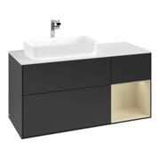 V&B Meuble sous lavabo Finion 120 cm, placage bois, gris clair mat, laqué bleu mat-3