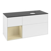V&B Meuble sous lavabo Finion 120 cm, placage bois, gris mat laqué, blanc mat laqué-3