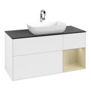 V&B Meuble sous lavabo Finion 120 cm, placage bois, gris mat laqué, blanc mat laqué