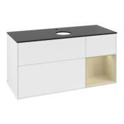 V&B Meuble sous lavabo Finion 120 cm, placage bois, gris mat laqué, blanc mat laqué-4