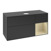 V&B Meuble sous lavabo Finion 120 cm, placage bois, gris soie mat laqué, blanc mat laqué-3
