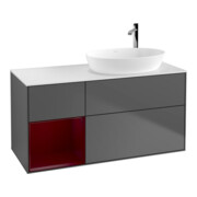 V&B Meuble sous lavabo Finion 120 cm, placage bois, laqué, anthracite m-1