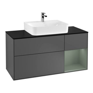V&B Meuble sous lavabo Finion 120 cm, placage bois, laqué, anthracite m