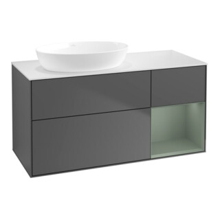 V&B Meuble sous lavabo Finion 120 cm, placage bois, laqué, anthracite mat