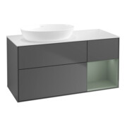 V&B Meuble sous lavabo Finion 120 cm, placage bois, laqué, anthracite mat