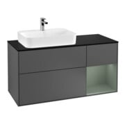 V&B Meuble sous lavabo Finion 120 cm, placage bois, laque anthracite mat