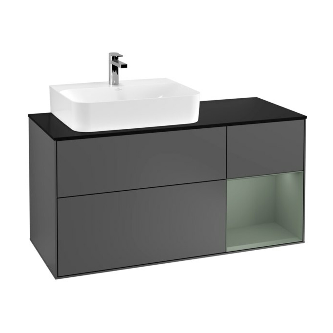 V&B Meuble sous lavabo Finion 120 cm, placage bois, laque anthracite mat