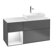 V&B Meuble sous lavabo Finion 120 cm, placage bois, laqué anthracite mat