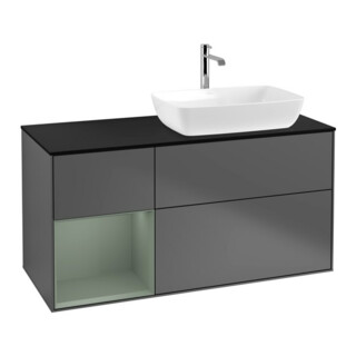 V&B Meuble sous lavabo Finion 120 cm, placage bois, laque anthracite mat