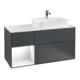 V&B Meuble sous lavabo Finion 120 cm, placage bois, laqué blanc, avec tiroirs, bleu mat, avec laque-1
