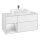 V&B Meuble sous lavabo Finion 120 cm, placage bois, laqué blanc brillant-1