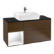 V&B Meuble sous lavabo Finion 120 cm, placage bois, laqué blanc brillant, noyer veneer-1
