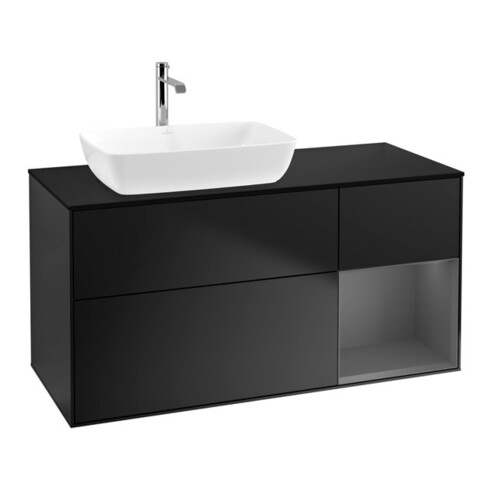 V&B Meuble sous-lavabo Finion 120 cm, placage bois, laqué blanc, laqué bleu