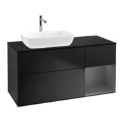 V&B Meuble sous-lavabo Finion 120 cm, placage bois, laqué blanc, laqué bleu