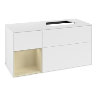 V&B Meuble sous lavabo Finion 120 cm, placage bois, laque blanc mat