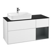 V&B Meuble sous lavabo Finion 120 cm, placage bois, laque blanc mat