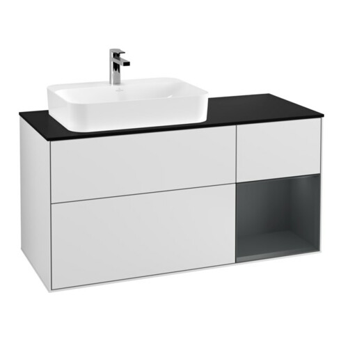 V&B Meuble sous-lavabo Finion 120 cm, placage bois, laqué blanc mat