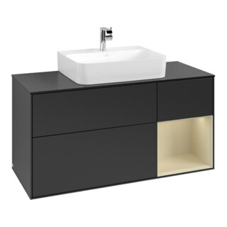 V&B Meuble sous lavabo Finion 120 cm, placage bois, laque blanc mat