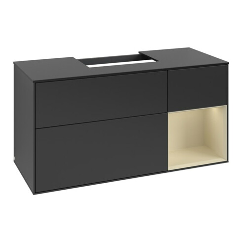 V&B Meuble sous lavabo Finion 120 cm, placage bois, laque blanc mat