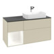 V&B Meuble sous lavabo Finion 120 cm, placage bois, laqué blanc mat, poignée gris mat laqué-4