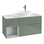 V&B Meuble sous lavabo Finion 120 cm, placage bois, laqué blanc, olivier laqué-1