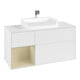 V&B Meuble sous lavabo Finion 120 cm, placage bois, laqué blanc, poignée métal-1