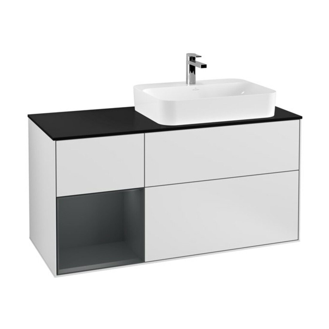 V&B Meuble sous-lavabo Finion 120 cm, placage bois, laque blanche