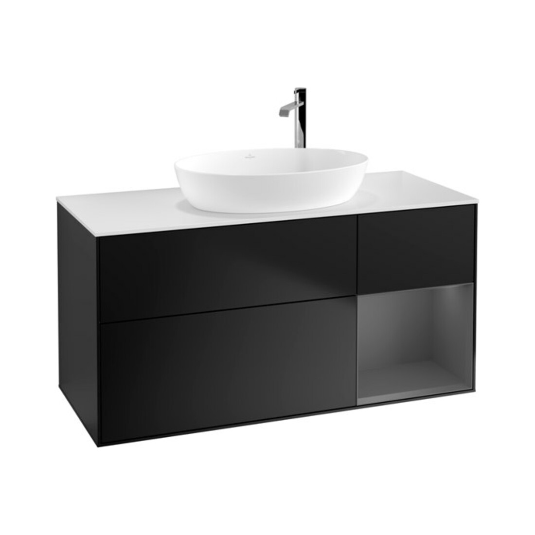 V&B Meuble sous lavabo Finion 120 cm, placage bois, laqué bleu