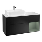 V&B Meuble sous lavabo Finion 120 cm, placage bois, laqué bleu